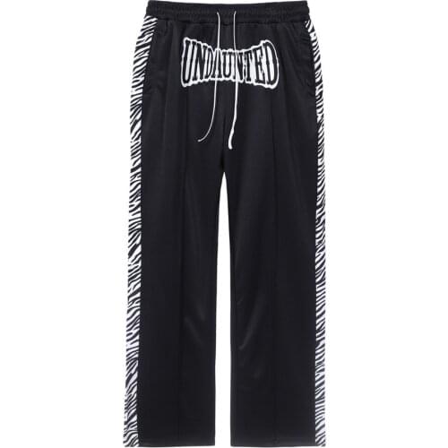 Mens Spring Hip Hop Side Zebra Pattern Casual Sweatpants Mens Fashion Letter Embroidery Straight Pants Streetwear Long Pants