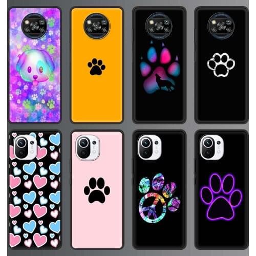 Phone Case for Xiaomi Mi Note 10 Lite 11 10T Pro 5G 9T Poco X3 NFC M3 Silicone Back Cover Mobile Bag Cute Cat Dog Paw Love