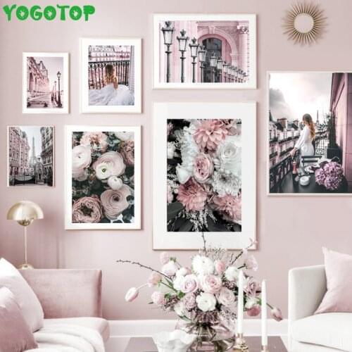 Street Paris Tower Rose Flower Girl Fashion Art Diy diamond painting 5D full Drill mosaic diamond embroidery Wall Art YY5054