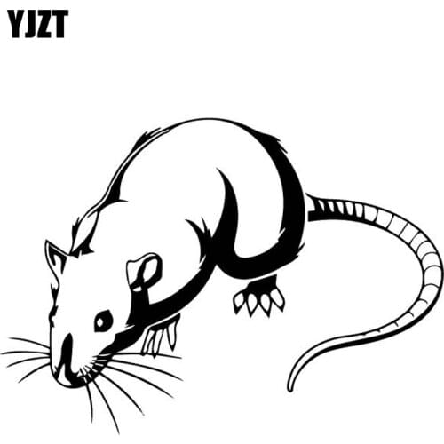 YJZT 16.4CM*11.7CM Cartoon Rat Decor Car Stickers Vinyl Decal Car Trunk Accessories Black/Silver C4-1229