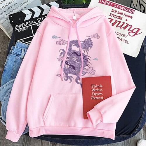 Retro Dragon Cloud Harajuku PINK Sweatshirts Lady Gothic Streetwear Punk Women OVERSIZE Hoody 3D Printing Festival Couple Cloth
