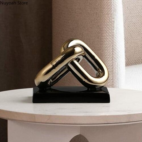 European-style Golden Ceramic Chain Ornaments Creative Simple Crafts Desktop Ornaments Home Living Room Decoration Accessories