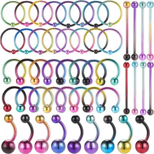 1 PC Mix Color 16g&14g Nose Rings Studs Unisex Stainless Steel Helix Cartilage Tragus Earring Navel Lip CBR Piercing Septum Ring