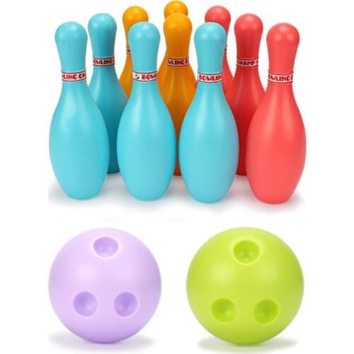 10 Pins & 2 Balls Kids Sports Bowling Toy Set Colorful Bowling Ball Children Outdoor Indoor Play Parent-child Sport Game Toys