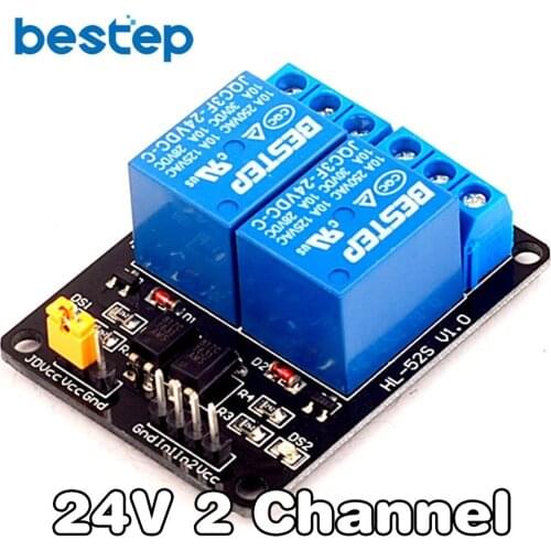 24V 2 Channel Relay Module Low Level Trigger with Optocoupler Relay Output 2 way Relay Module for Arduino