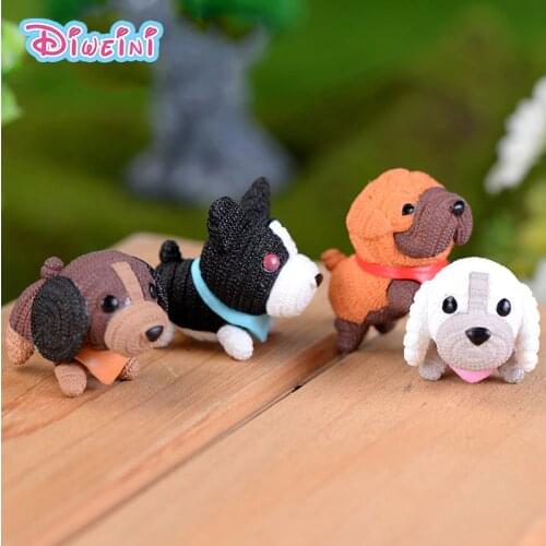 4pcs Woolen dog White Black Brown Orange Miniature Cartoon Animal model Girl Boy toys Figurine baby home decoration PVC craft