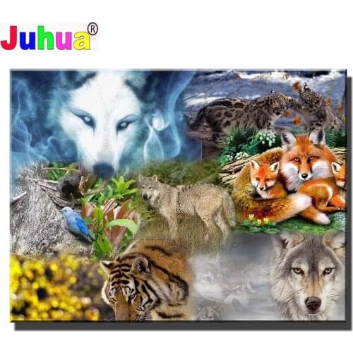 Wolf Fox Diamond Embroidery Full drill Animal Diamond Painting Cross Stitch 5d Square Forest Dream catcher mosaic rhinestone
