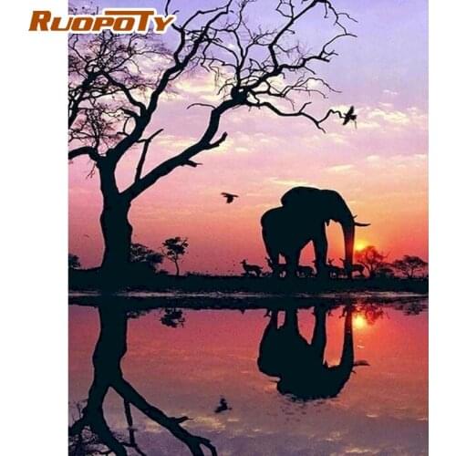 Diamond Painting Wild Animal Sunset DIY 5D Picture of Rhinestone Full Square Frameless Diamond Embroidery Home Decor