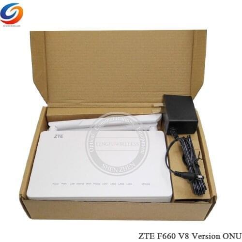 English Firmware 2021 New Arrival ZTE GPON terminal ZXA10 F660 V8 8.0 Version GPON ONU ONT 1GE 3FE 5Dbi External Wifi