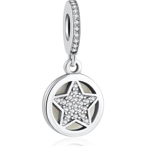 Authentic S925 Friendship Star Dangle Charm fit Bracelet DIY Jewelry Enamel & Clear CZ