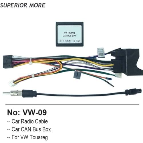 Car Radio Cable CAN BUS for Volkswagen VW Touareg 16pin Power Wiring Harness 2din DVD Android Multimedia Player Connector Socket