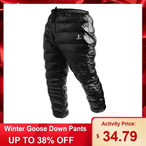 White Goose Down Pants Winter Warm Camping Climbing Pants Thermal Waterproof Down Trousers for Outdoor Travelling Mountaineering