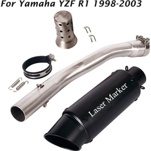 Slip for Yamaha YZF R1 1998-2003 Exhaust Tips 300mm Black Muffler Vent Tube Mid Link Pipe Motorcycle System