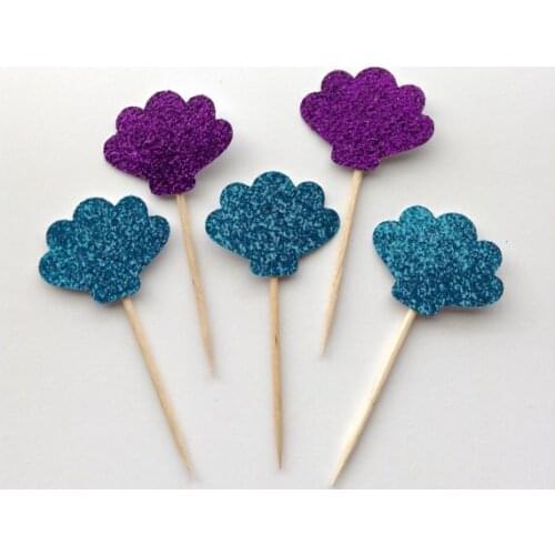 Seashell Cupcake Toppers, under the Sea Food Picks Nautical wedding party baby bridal shower birthday cake topper decor