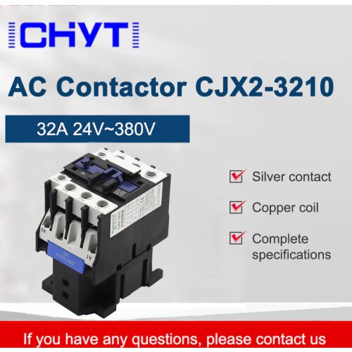 CJX2-3210 LC1-D32 AC Contactor 32A 3 Phase 3-Pole 380V 220V 110V 36V 24V 50/60Hz Din Rail Mounted 3P+1NO Normal Open