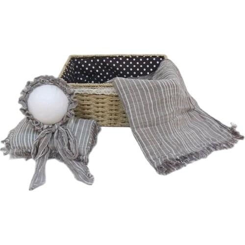 Vintage Dyed Diamond patter Cheesecloth Wrap Hat Tieback Baby Stretch Knit Pillow Set Posing Fabric Layer Photography Props