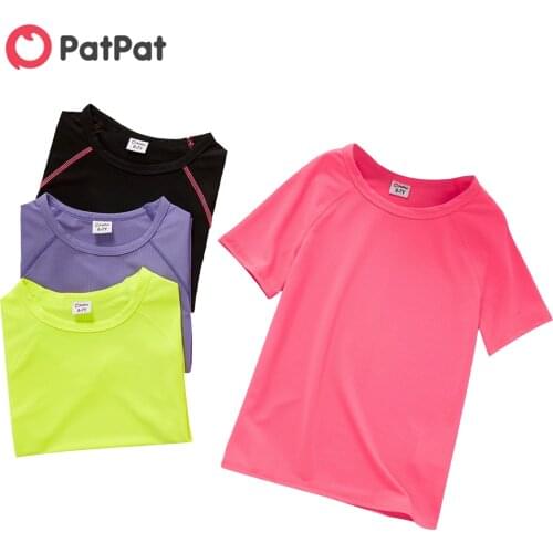 PatPat 2021 New Summer Kid Girl Sports Solid T-shirt