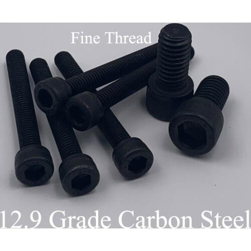 M12*1.25*25/30/35/40/70/80 1.25mm Pitch Full Fine Thread 12.9 Grade Carbon Steel Cap Allen Head Bolt Hex Hexagonal Socket Screw