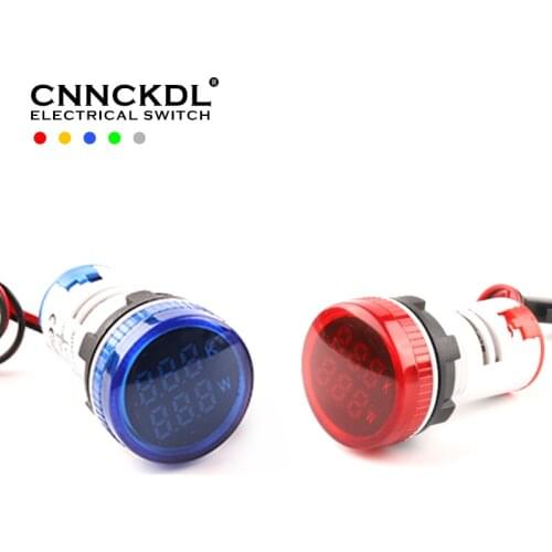 22mm mini Led Dual digital display Power indicator AD101-22KW+W Power Tester meter signal light AC 220V-380V Max.26KW-Max.45KW