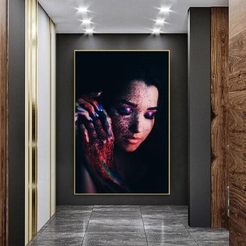 Fashion Painted Woman Abstract Canvas Painting Wall Art Print Poster Picture Decorative Painting Living Room Home Decoration