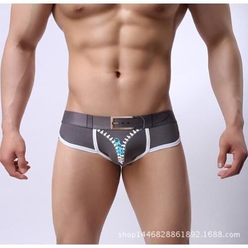 2018 New Selling Mens Underwear Quick Dry Briefs Cotton Low Waist Men Zipper Pattern Male Panties
