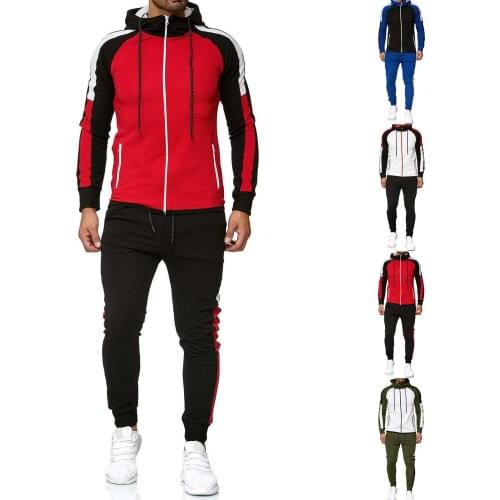 2020 Men Set Pocket Hoodies+Pants Sets Patchwork Tracksuit Mens Casual Sportswear Male Sweat Shirts Jogging Tracksuits Clothing