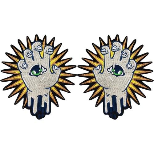 Embroidery Eye Hand Patches for Clothes Fabric Stickers Iron on Applique DIY Bag Apparel Sewing Accessories