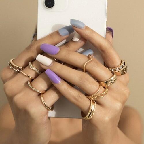 2021 New Geometric Knuckle Rings Sets Punk Silver Color Clear Crystal Stone Gold Chain Finger Ring for Women Jewelry Accessories