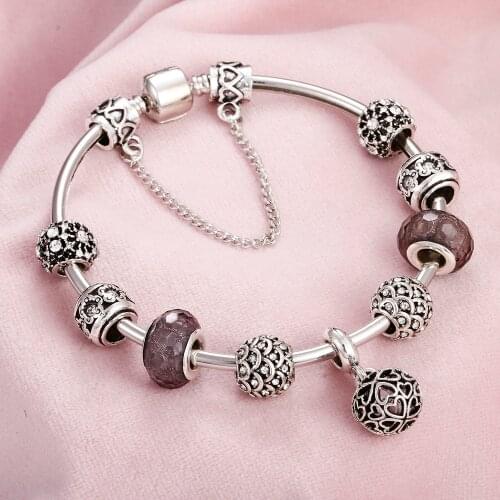 Original Luxury Crystal Charm Bracelet Bangles For Women Pendant Crystal Beads DIY Handmade Girl Gift Fashion Friendship Jewelry