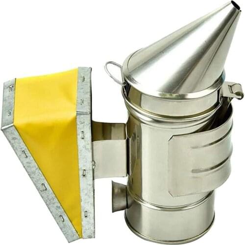 1PC Beekeeping Stainless Steel Manual Bee Smoker Transmitter Bee Hive Box Equipment Smoke Sprayer With Hanging Hook Tools