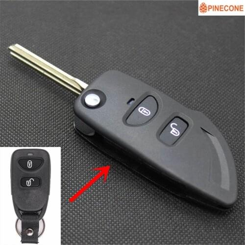 PINECONE Key Case for HYUNDAI SANTA FE Car Key 2 Back Buttons Uncut Blade Modified Remote Blank Key Shell 1 PC