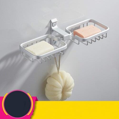 Simple Space Aluminum Soap Box Kitchen Bathroom Utensils Soap Box Free Perforation Drain Soap Holder Hardware Accessories