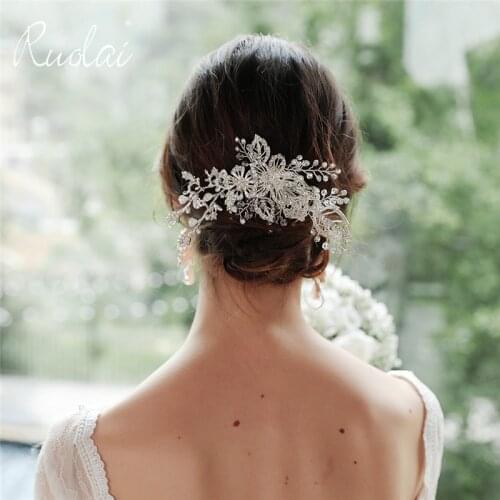 Luxury Wedding Hair Comb Rhinestone Beaded Wedding Hair Accessories Jewelry Bridal Headpiece Crystal Tiara HD53