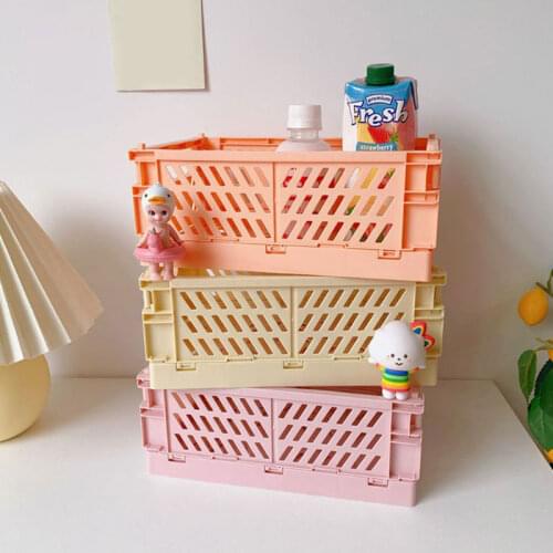Collapsible Plastic Hamper Crate Folding Storage Box Basket Toy Utility Cosmetics Container Jewelry Box Desktop Organizer Case