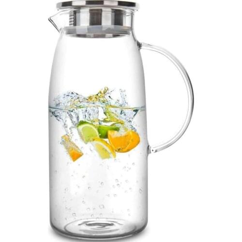 1300/1500/2000ml Glass Pitcher Hot/Cold Water Jug Kettle Juice Container Bottle for Homemade Fruit Juice Iced Tea Accessories