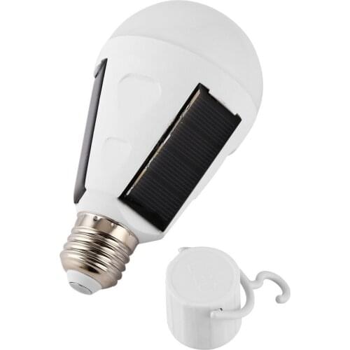 LED Solar Panel Bulb Lamp Emergency Light E27 Portable Outdoor Hanging Lantern Rechargeable Camping Tent Fishing Waterproof 7W