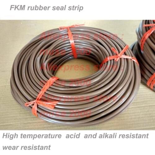 Brown solid FKM Rubber seal strip round dia 1.5 1.8 2 2.5 3 3.5 4mm high trmperature thermoresistance acid alkali chemical