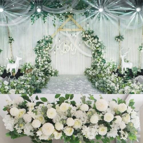 DIY Wedding Flower Wall Arrangement Supplies Silk Peonies Rose Artificial Flower Row Decor Wedding Iron Arch Backdrop