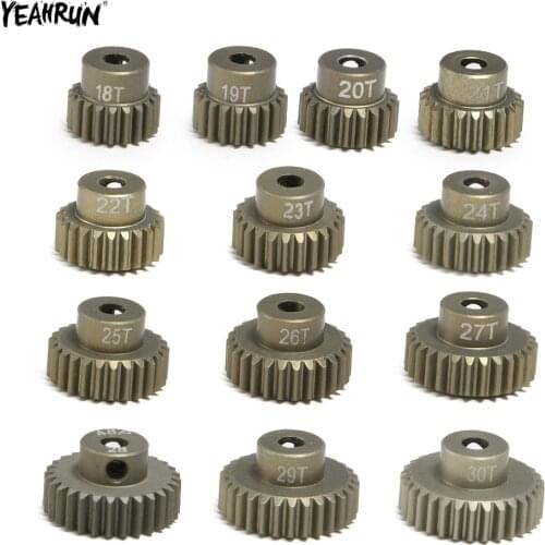 YEAHRUN 1Pcs Metal 7075 Motor Gear Hauptzahnrad Motorritzel 48P 18-30T For 1/10 Axial SCX10 Sakura D3 CS XI S RC Crawler Car