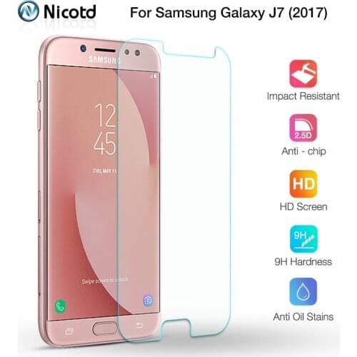 Nicotd Tempered Glass Screen Protective Film For Samsung Galaxy J7 2017 J730F/DS J730FM/DS 9H 2.5D Glass Screen Protector Film