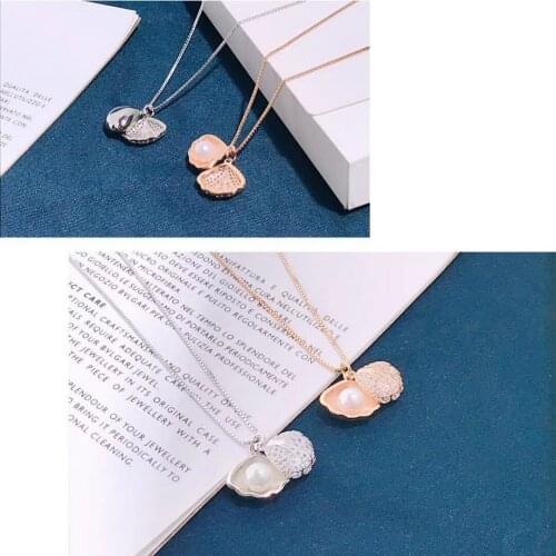 925 Sterling Silver Necklace Pendant Leisure Lady Quality Pearl and Shell Pendant Women Advanced Gold Craft Cross Chain Luxury