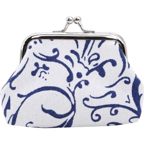 Women Coin Purse Retro blue white porcelain coin bag Chinese style Keys Coin Purse Female Wallet Classic Print Creative Purse