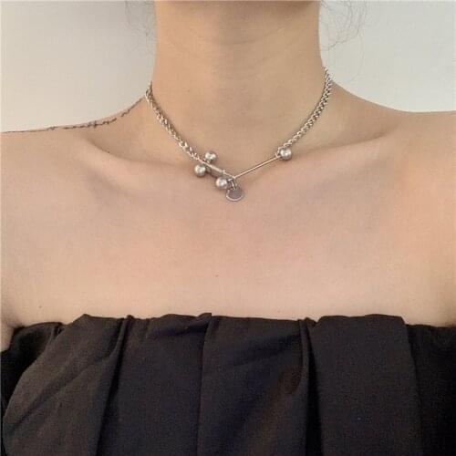 Punk Necklace Metal T-bar Chokers Necklaces for Women Hiphop Necklace Chain Choker Femme Chain necklace Gothic Jewelry 2020