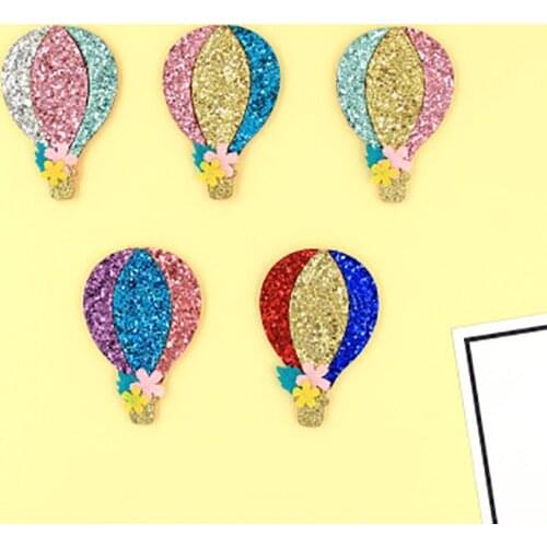 10PCS/Lot 4.3*6.4cm shiny Hot Air Balloon Padded Applique Crafts for Children Headwear Hair clip Accessorie