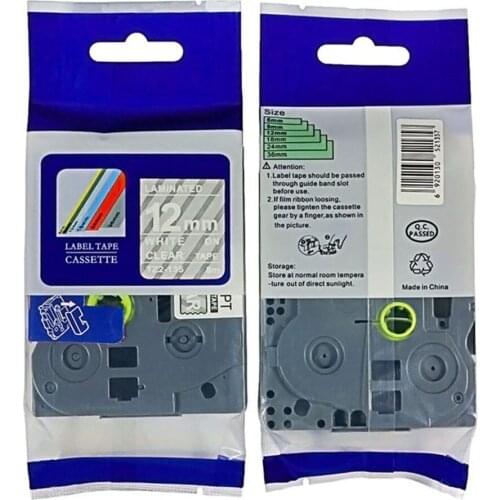 12mm Tz 135 Tze135 White on Clear Laminated Compatible P touch 12mm*8m tze 135 Label Tape Cartridge