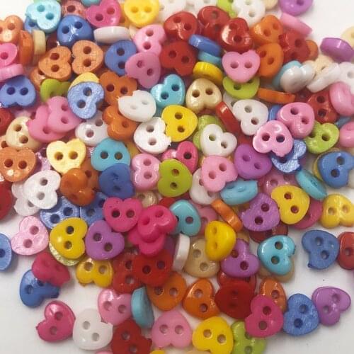 200PCS 6mm Resin Heart Mini Tiny Buttons Craft Sewing Tools Decorative Button Scrapbooking Garment DIY Apparel PT210