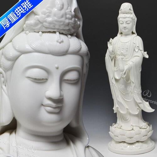 26 inch thick elegant Liquan lotus willow net bottle of Avalokiteshvara like Guanyin Buddha Dehua luxury boutique