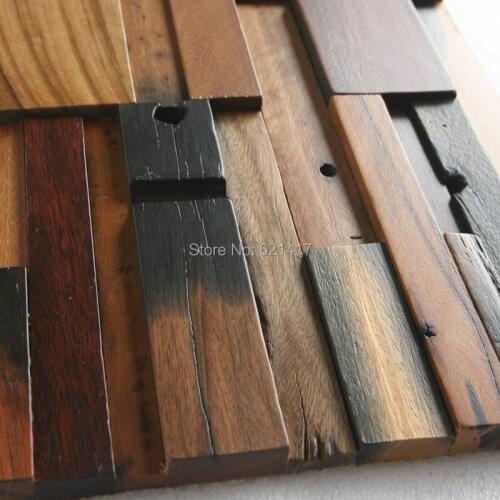 Natural ship wood 3d ancient old boat wooden mosaic tiles wall decoration materials HMWM1005 for backsplash kitchen wall