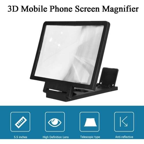 3D Mobile Phone Screen Magnifier HD Amplifying Stand Movie Video Foldable Desktop 5.5 inch Bracket Folding Phone Holder