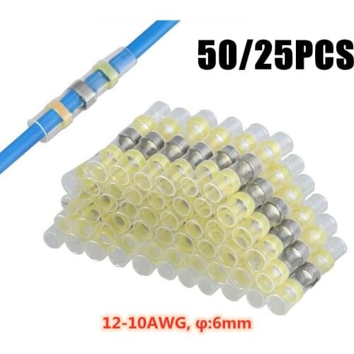 50/25PCS Solder Seal Wire Connectors - Heat Shrink Solder Butt Connectors - Solder Terminals Kit - Automotive Marine Insulated